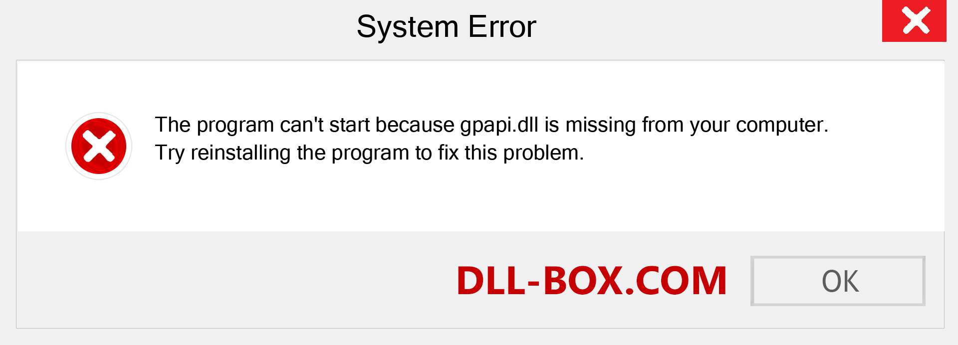  gpapi.dll file is missing?. Download for Windows 7, 8, 10 - Fix  gpapi dll Missing Error on Windows, photos, images